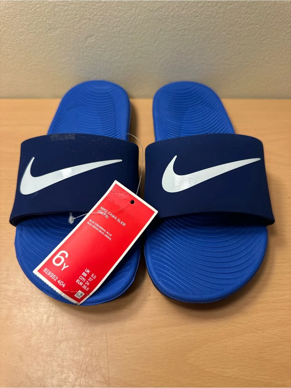 NWT Nike Kawa Slide Blue Void/Signal Blue Sandals  Kids Sz 6Y 819352-404